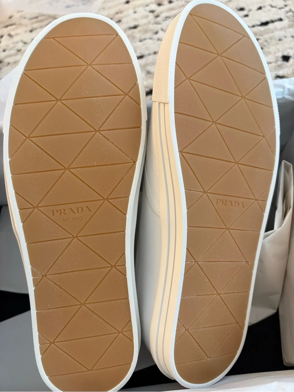 Authentic Prada Drill Lace-Up Sneakers Designer Keds size 8.5 in White